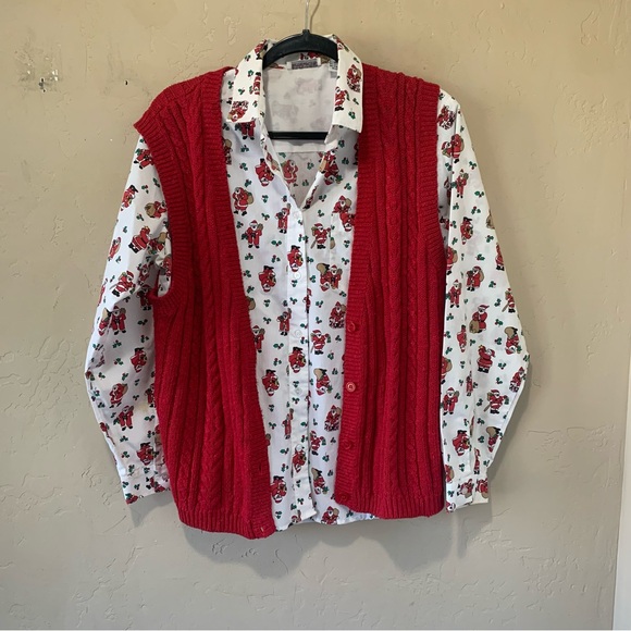 Vintage Townhouse Alfred Dunner Ugly Christmas Seater Shirt Combo Sz 12 or Med - Picture 1 of 6